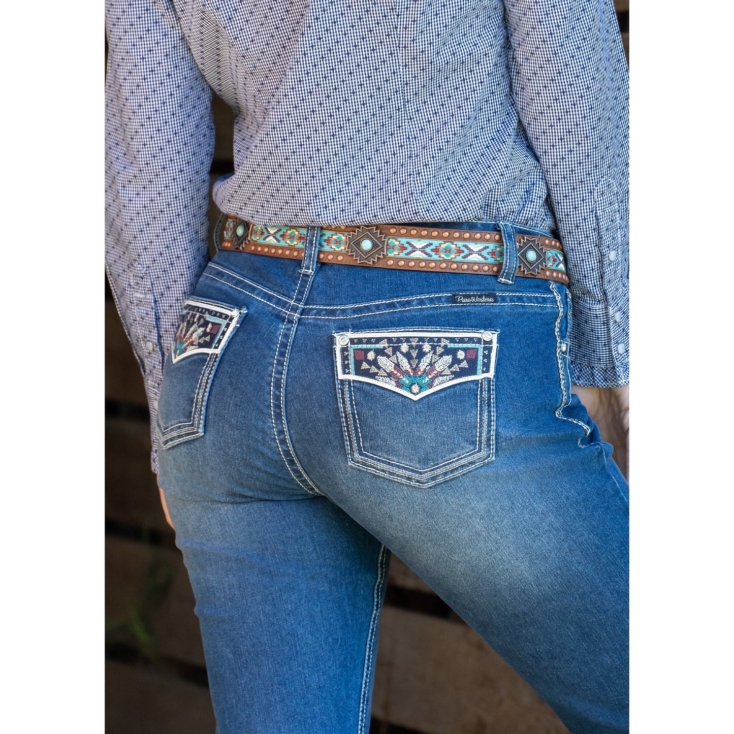 PURE WESTERN WOMENS EMMALINE RELAXED RIDER JEANS