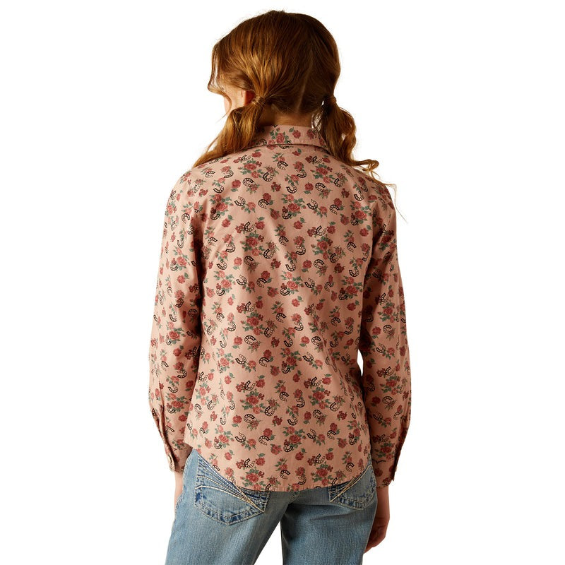 ARIAT GIRLS FLOWERS N HORSESHOES SHIRT