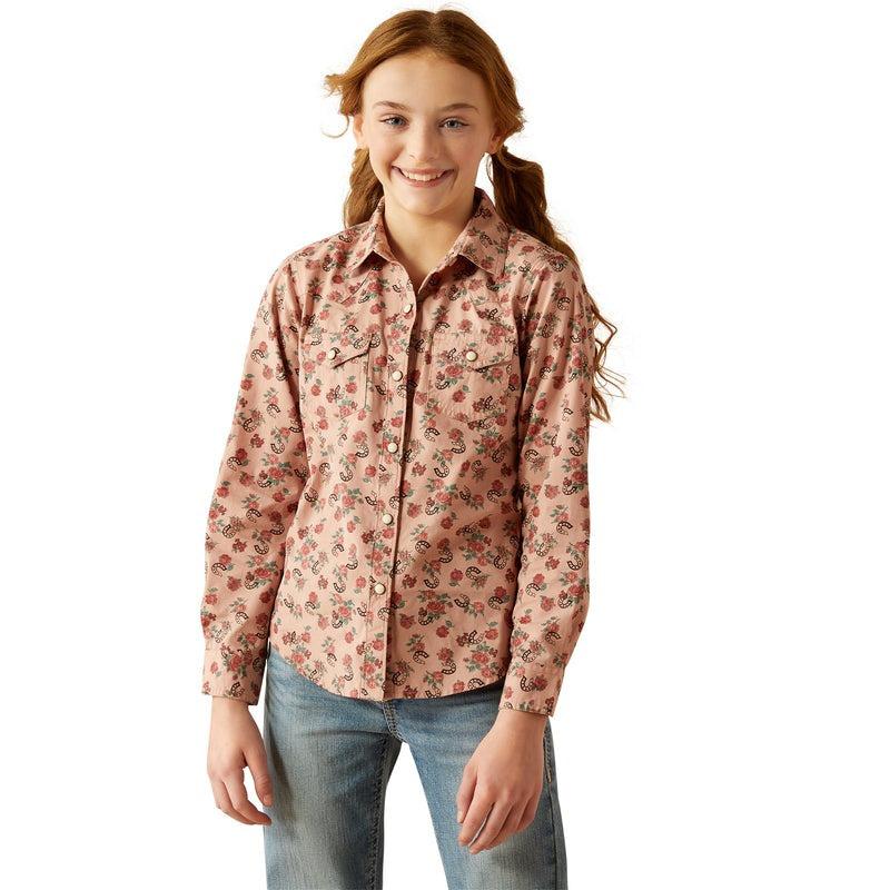 ARIAT GIRLS FLOWERS N HORSESHOES SHIRT-Ranges Country