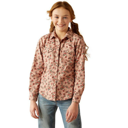 ARIAT GIRLS FLOWERS N HORSESHOES SHIRT-Ranges Country
