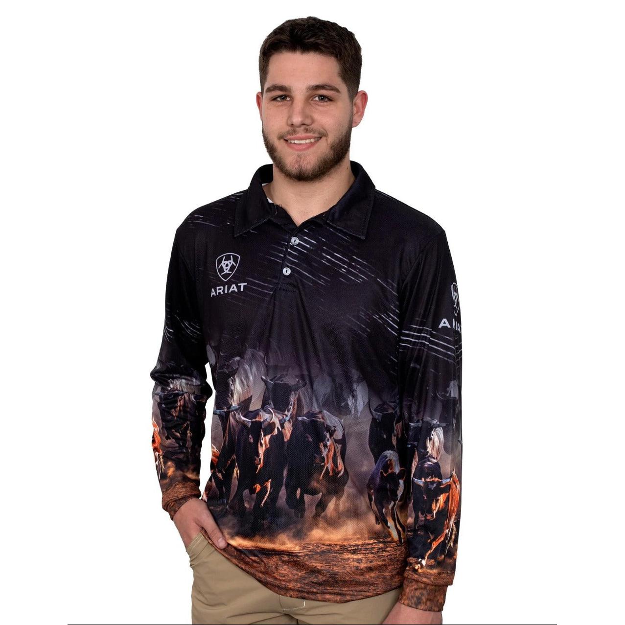 ARIAT MENS WESTERN CATTLE HERD FISHING SHIRT-Ranges Country