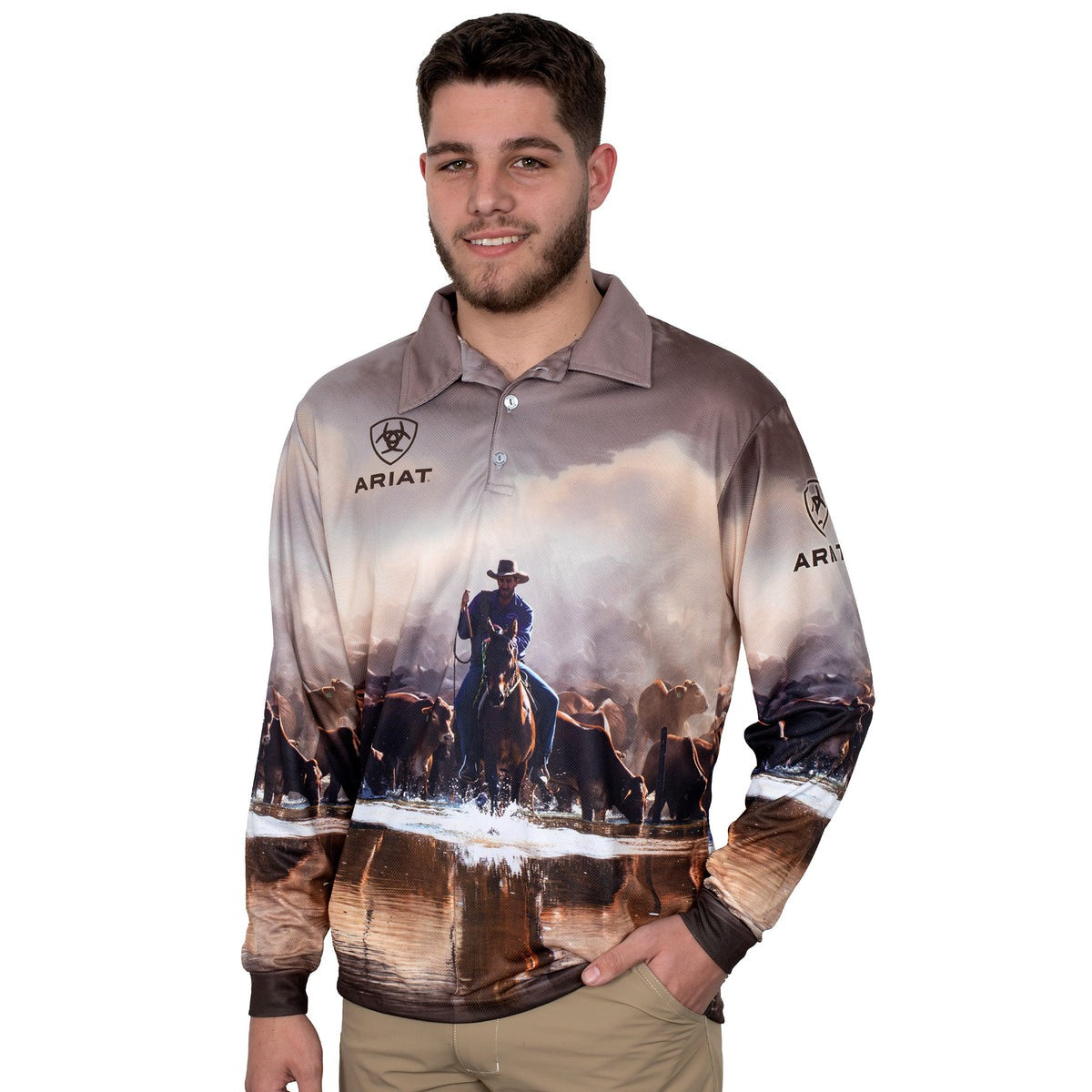 ARIAT MENS WESTERN MUSTER FISHING SHIRT-Ranges Country