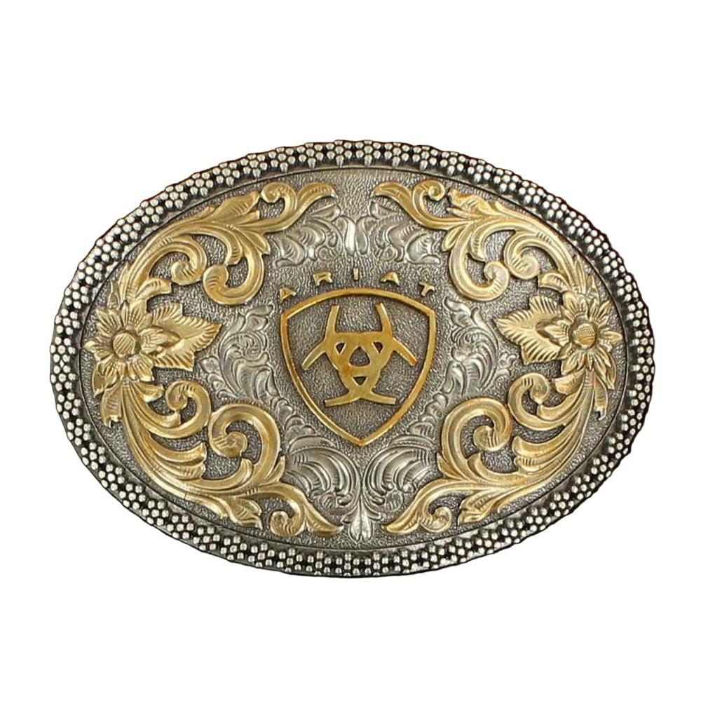 ARIAT OVAL BEADED EDGE LOGO BUCKLE-Ranges Country