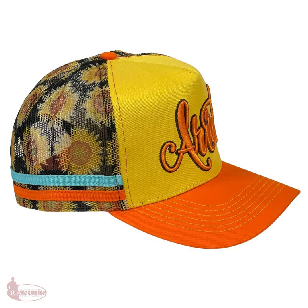 ARIAT SUNFLOWER SCRIPT TRUCKER CAP-Ranges Country