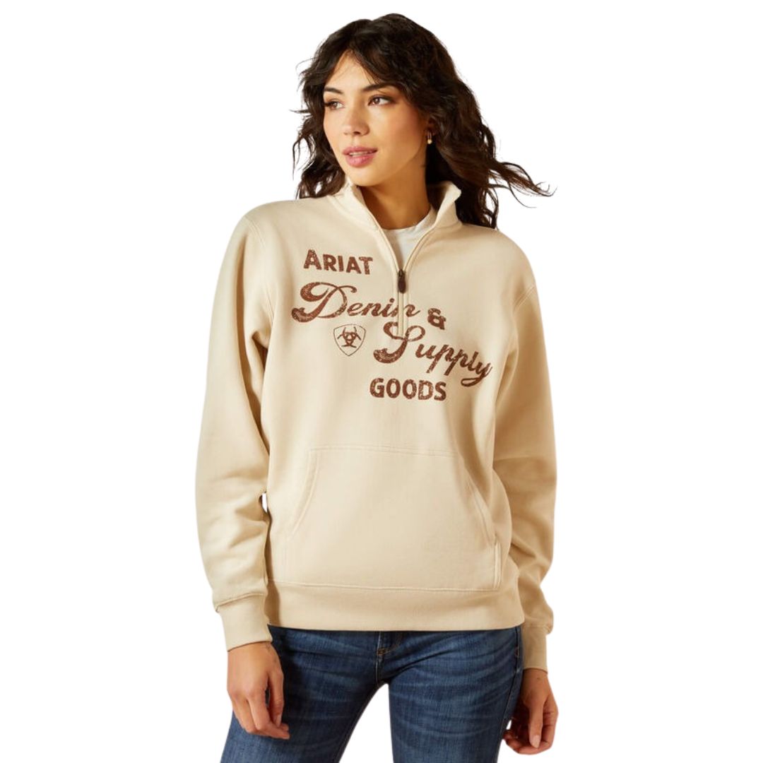 ARIAT WOMENS DENIM & SUPPLY 1/2 ZIP SWEATSHIRT-Ranges Country