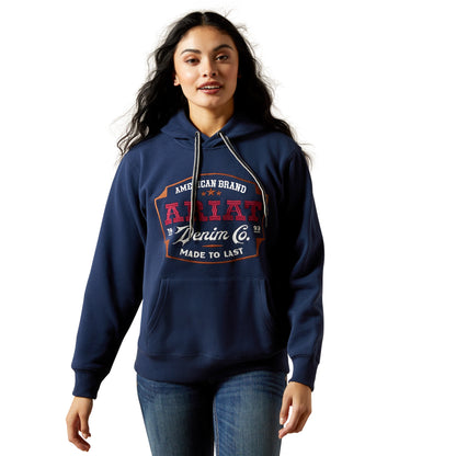 ARIAT WOMENS EMBLEM DRESS BLUES HOODY-Ranges Country