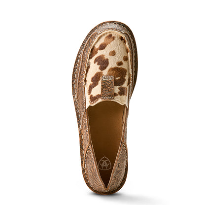 ARIAT WOMENS FLORAL EMBOSS HAIR ON CRUISER MOCCASINS