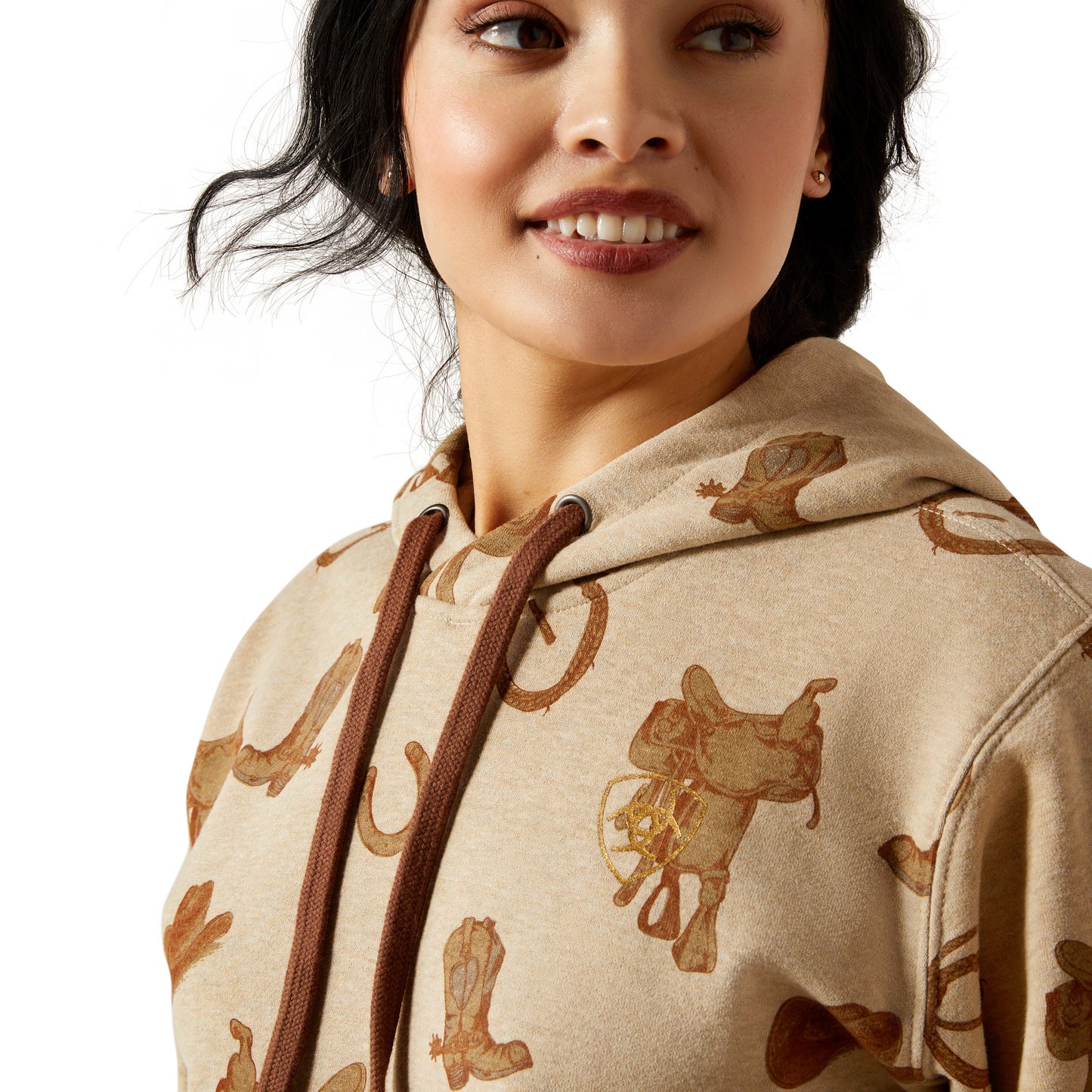 ARIAT WOMENS LOGO 2.0 PRINTED SAVANNAH TAN HOODY