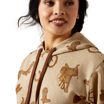 ARIAT WOMENS LOGO 2.0 PRINTED SAVANNAH TAN HOODY