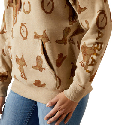 ARIAT WOMENS LOGO 2.0 PRINTED SAVANNAH TAN HOODY