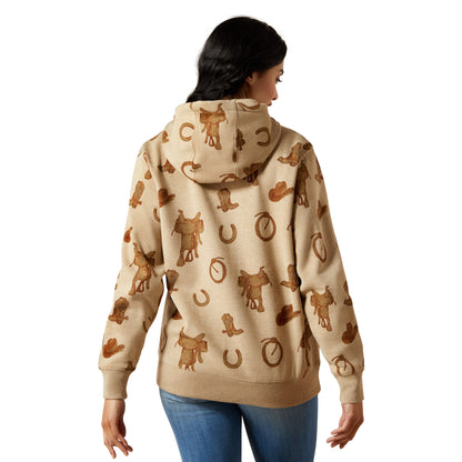 ARIAT WOMENS LOGO 2.0 PRINTED SAVANNAH TAN HOODY