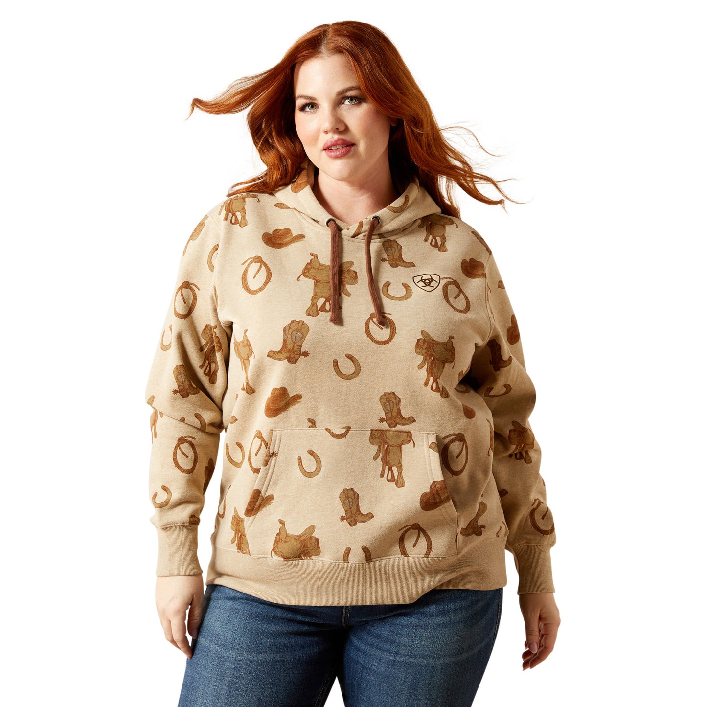 ARIAT WOMENS LOGO 2.0 PRINTED SAVANNAH TAN HOODY