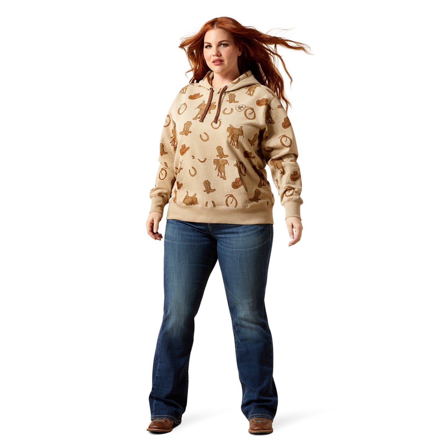 ARIAT WOMENS LOGO 2.0 PRINTED SAVANNAH TAN HOODY