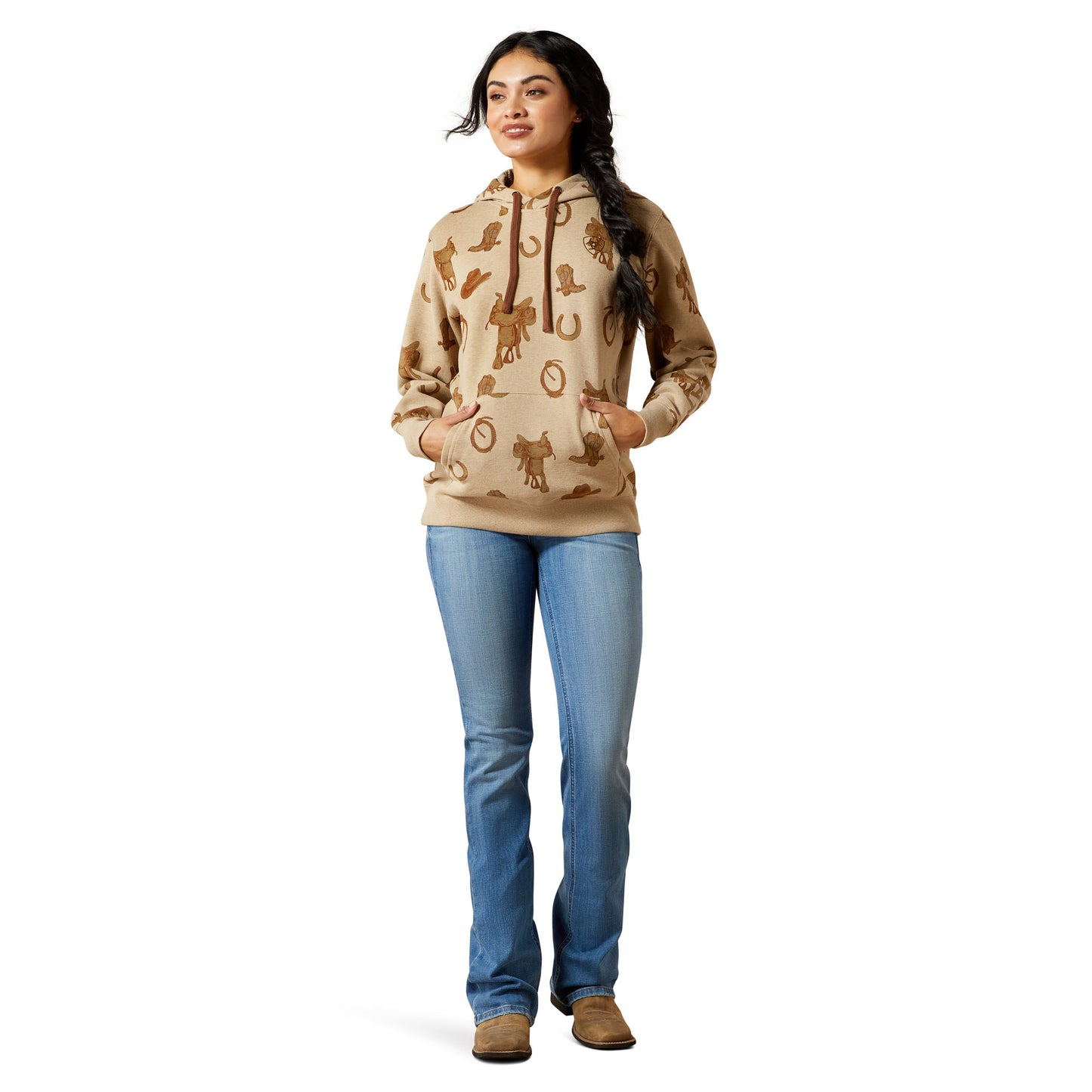 ARIAT WOMENS LOGO 2.0 PRINTED SAVANNAH TAN HOODY