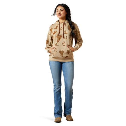 ARIAT WOMENS LOGO 2.0 PRINTED SAVANNAH TAN HOODY