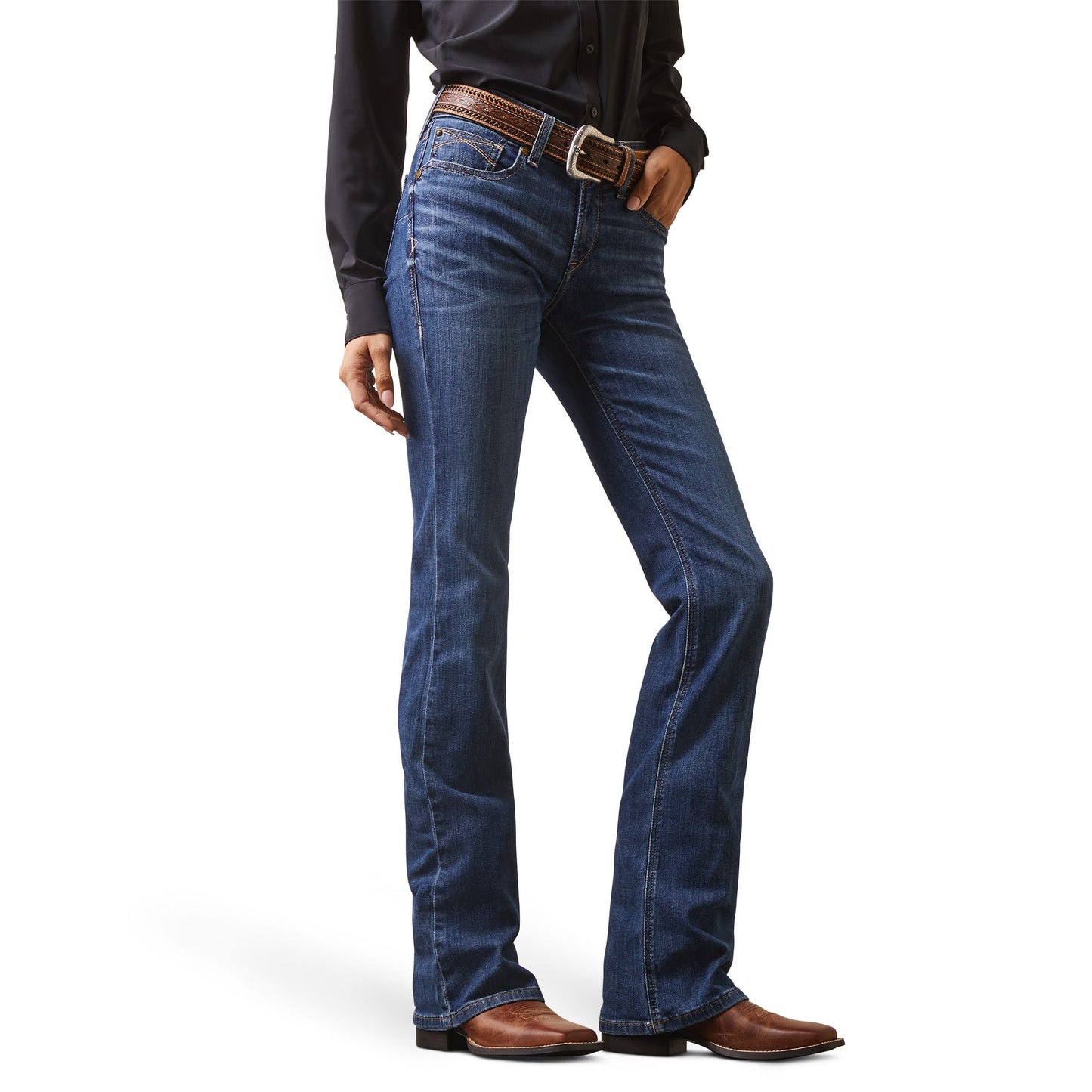 ARIAT WOMENS PERFECT RISE BOOT CUT JEANS (SHORT LEG)