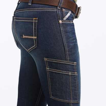 ARIAT WOMENS REBAR MID RISE BOOT CUT RIVITER HALLOW JEANS