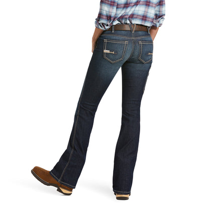 ARIAT WOMENS REBAR MID RISE BOOT CUT RIVITER HALLOW JEANS
