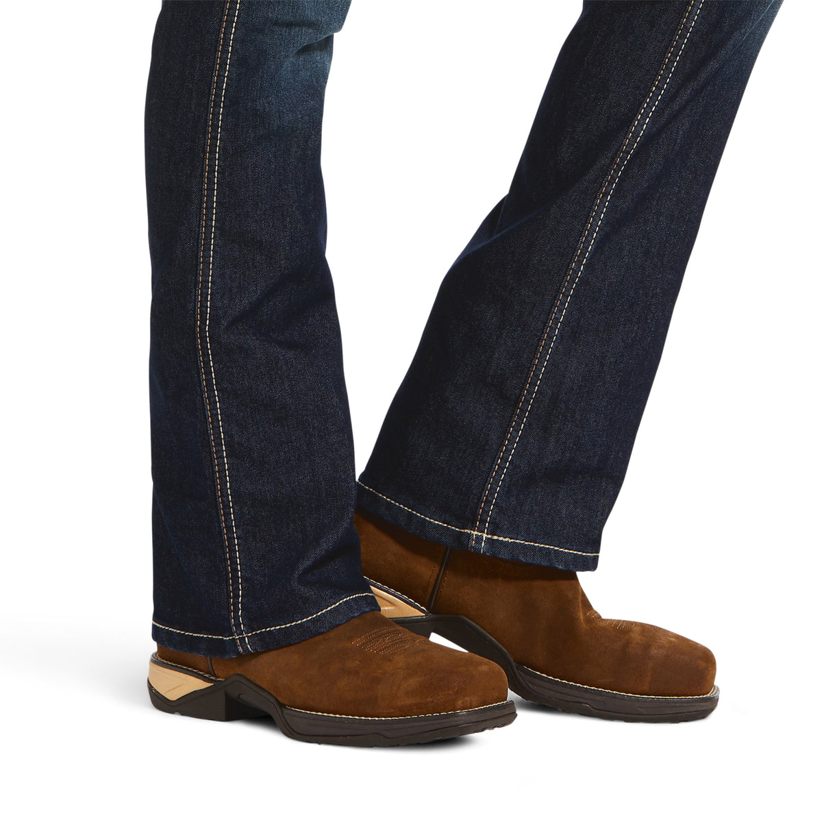 ARIAT WOMENS REBAR MID RISE BOOT CUT RIVITER HALLOW JEANS