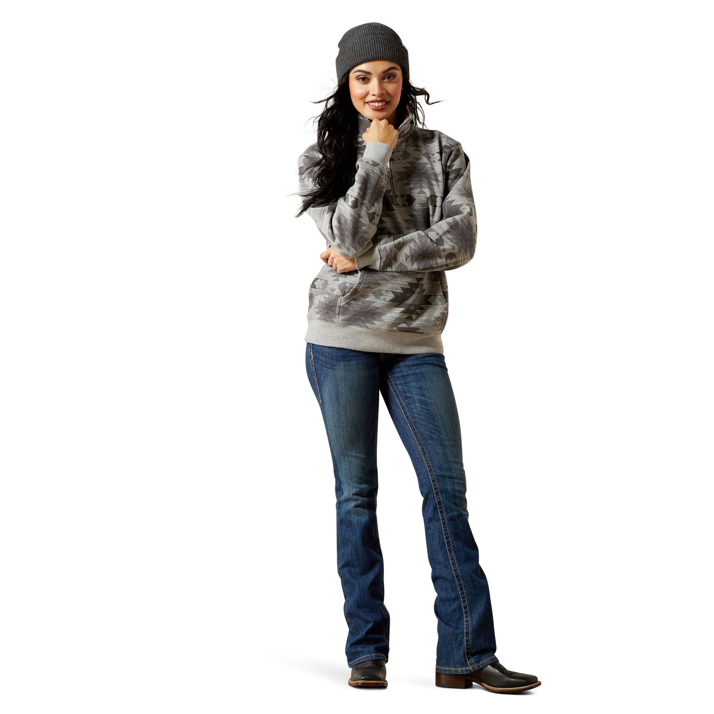 ARIAT WOMENS SIENNA 1/2 ZIP MARBLE SOUTHWEST SWEATSHIRT