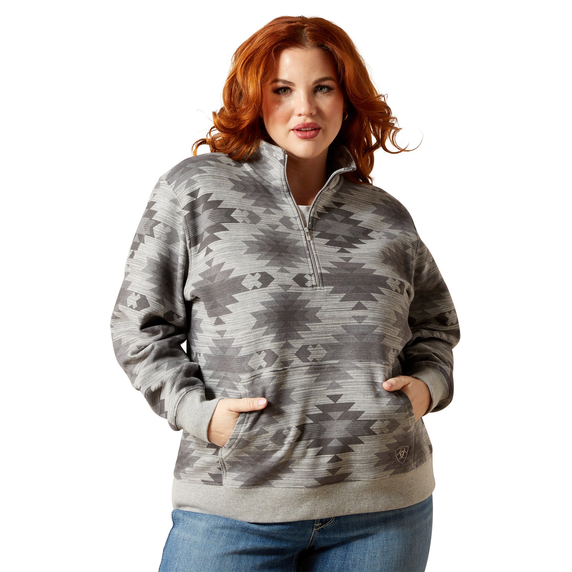 ARIAT WOMENS SIENNA 1/2 ZIP MARBLE SOUTHWEST SWEATSHIRT-Ranges Country