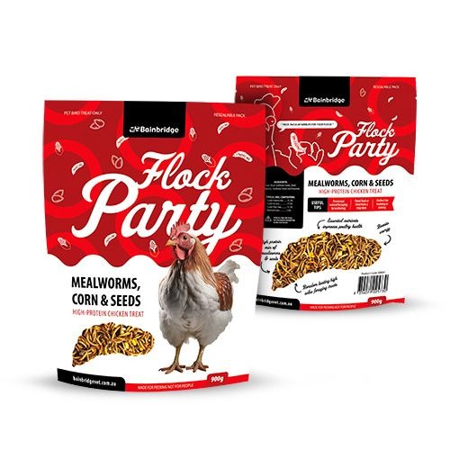 BAINBRIDGE FLOCK PARTY MEALWORMS, CORN & SEEDS 900g-Ranges Country