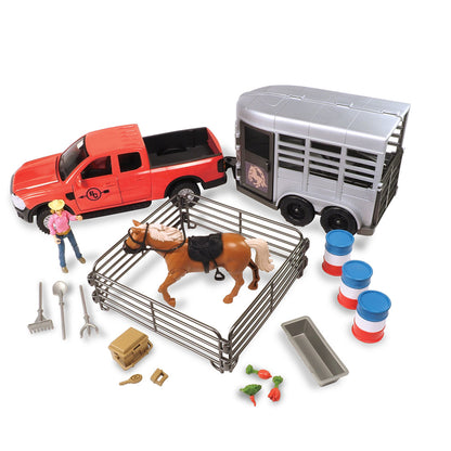 BIG COUNTRY TOYS 24PC TRUCK AND HORSE TRAILER PLAYSET-Ranges Country