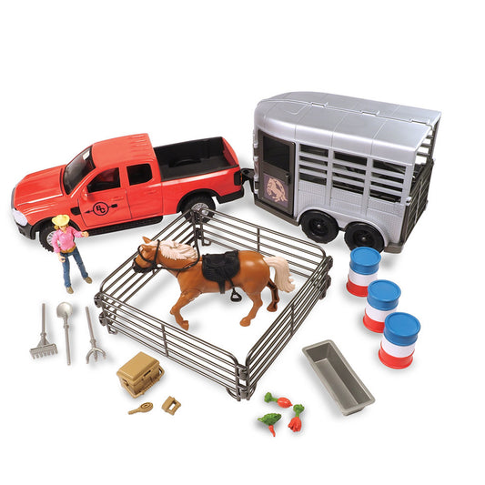 BIG COUNTRY TOYS 24PC TRUCK AND HORSE TRAILER PLAYSET-Ranges Country
