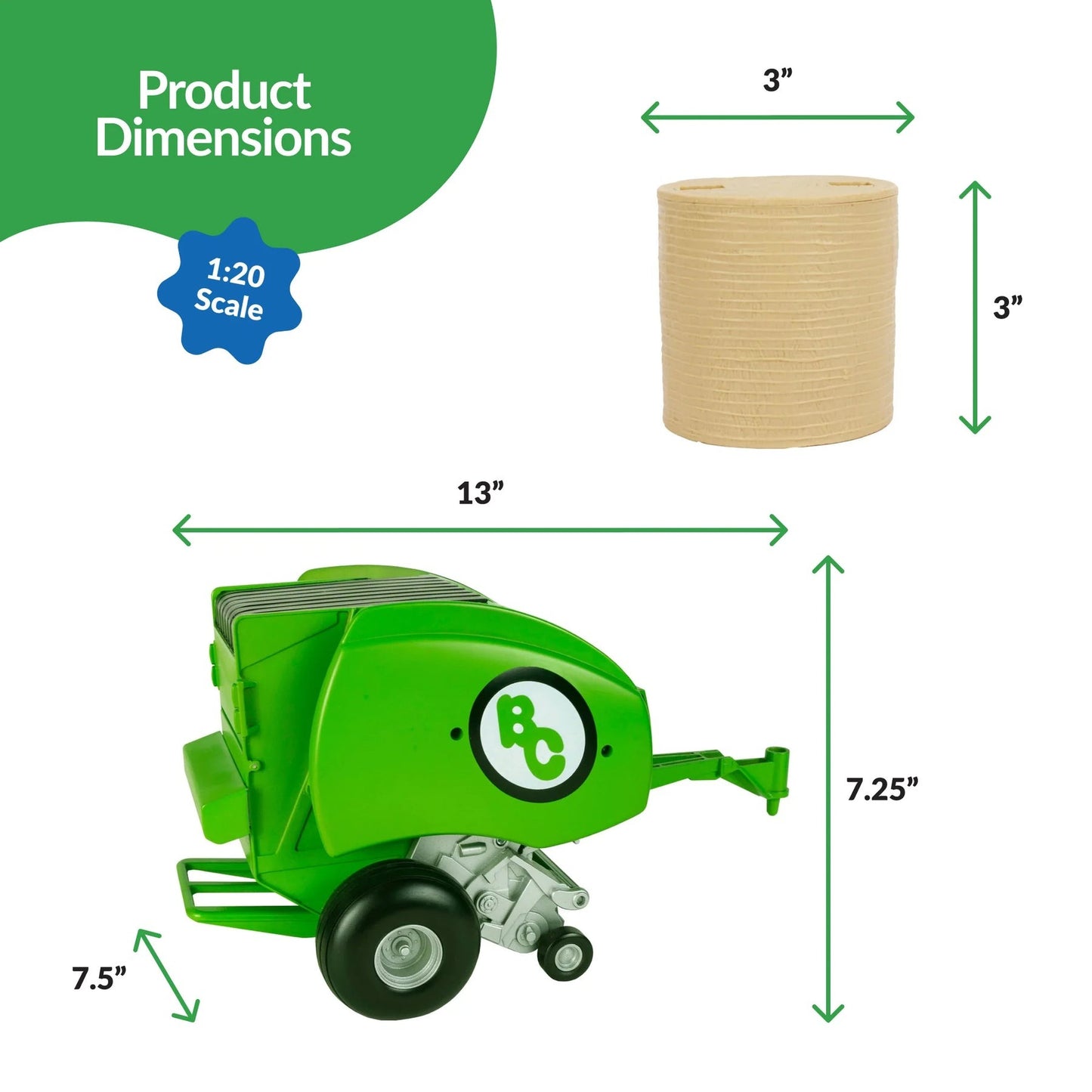 BIG COUNTRY TOYS GREEN HAY BALER