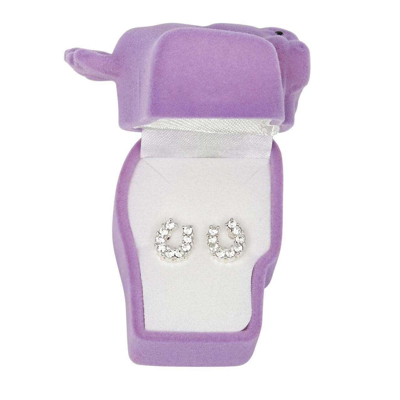BRIGALOW CLEAR RHINESTONE HORSESHOE EARRINGS