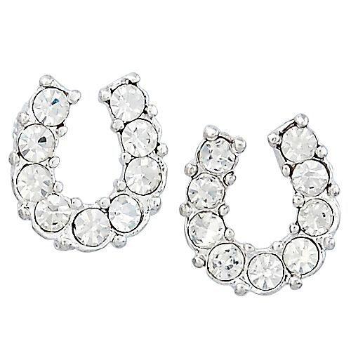 BRIGALOW CLEAR RHINESTONE HORSESHOE EARRINGS-Ranges Country