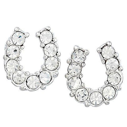 BRIGALOW CLEAR RHINESTONE HORSESHOE EARRINGS-Ranges Country