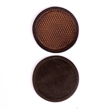 BRIGALOW DIMPLE TOOLED LEATHER COASTERS SET OF 6