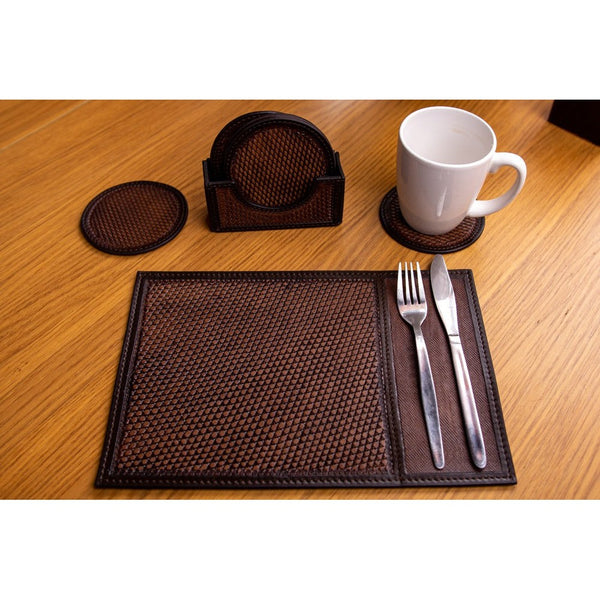 BRIGALOW DIMPLE TOOLED LEATHER COASTERS SET OF 6