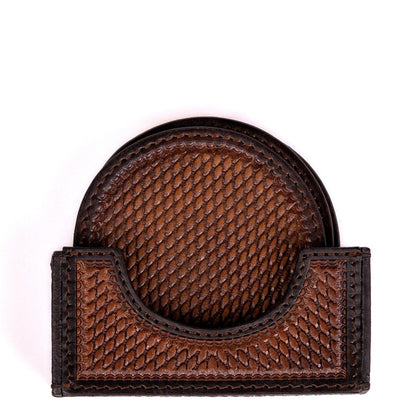BRIGALOW DIMPLE TOOLED LEATHER COASTERS SET OF 6-Ranges Country