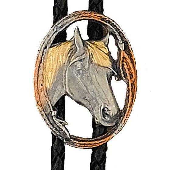 BRIGALOW GOLD & SILVER OVAL HORSEHEAD BOLO TIE-Ranges Country