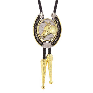 BRIGALOW GOLD/BLACK OVAL HORSEHEAD BOLO TIE-Ranges Country