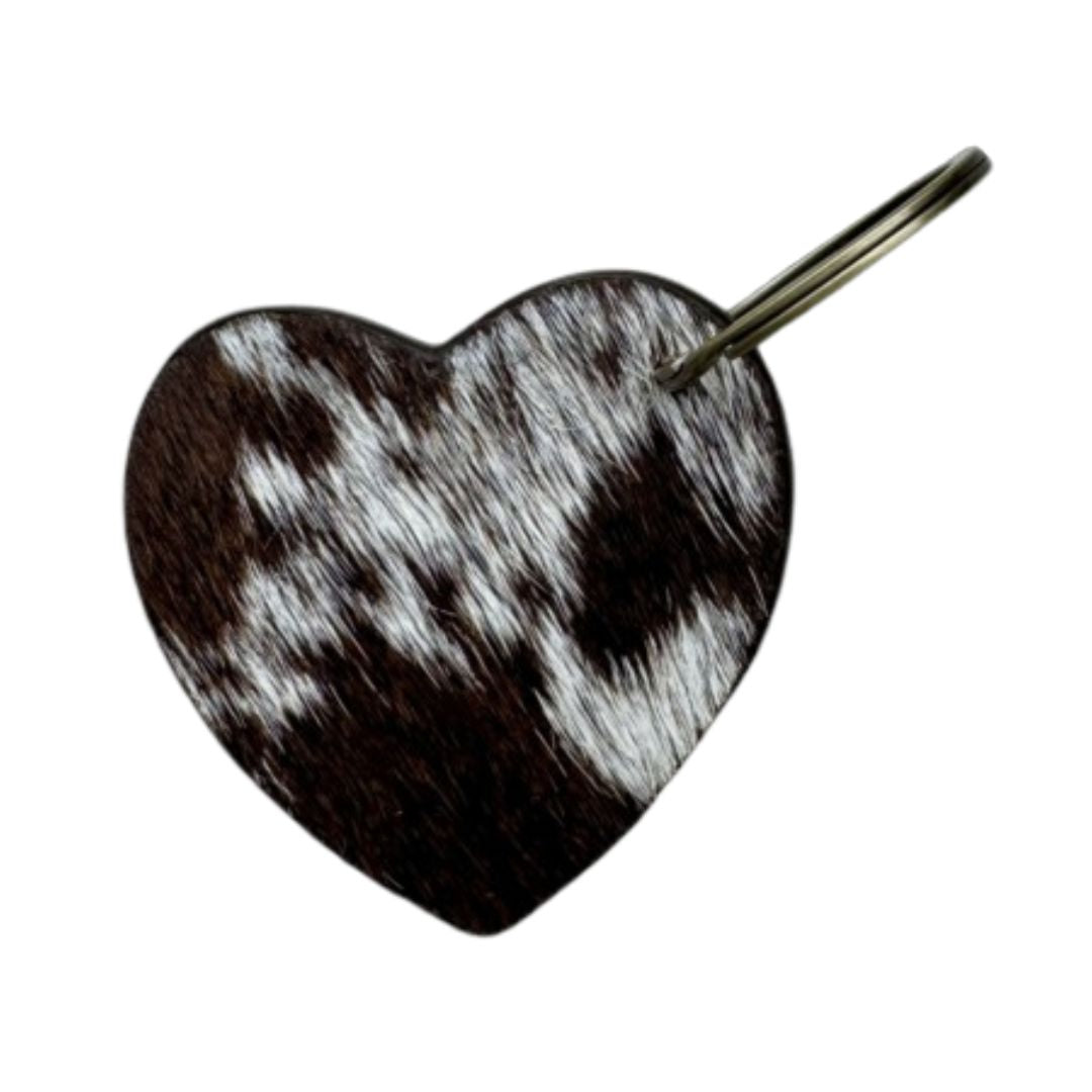 BUCK STITCH TOOLED LEATHER HEART KEY RING