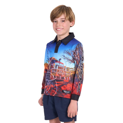 BULLZYE BOYS ROAD TRAIN FISHING SHIRT