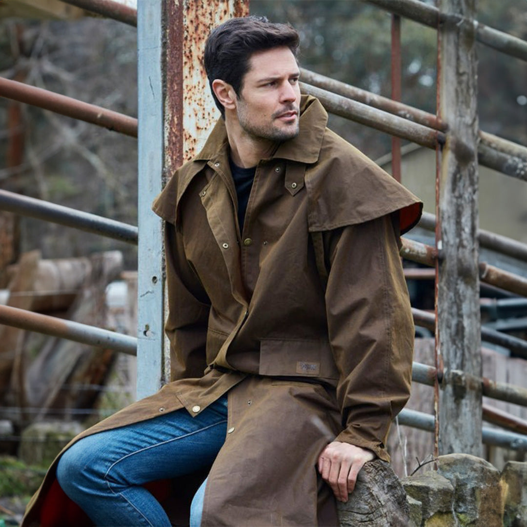 BURKE & WILLS STOCKMAN LONG OILSKIN COAT