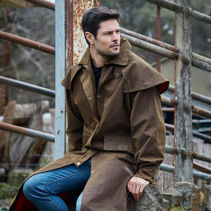 BURKE & WILLS STOCKMAN LONG OILSKIN COAT