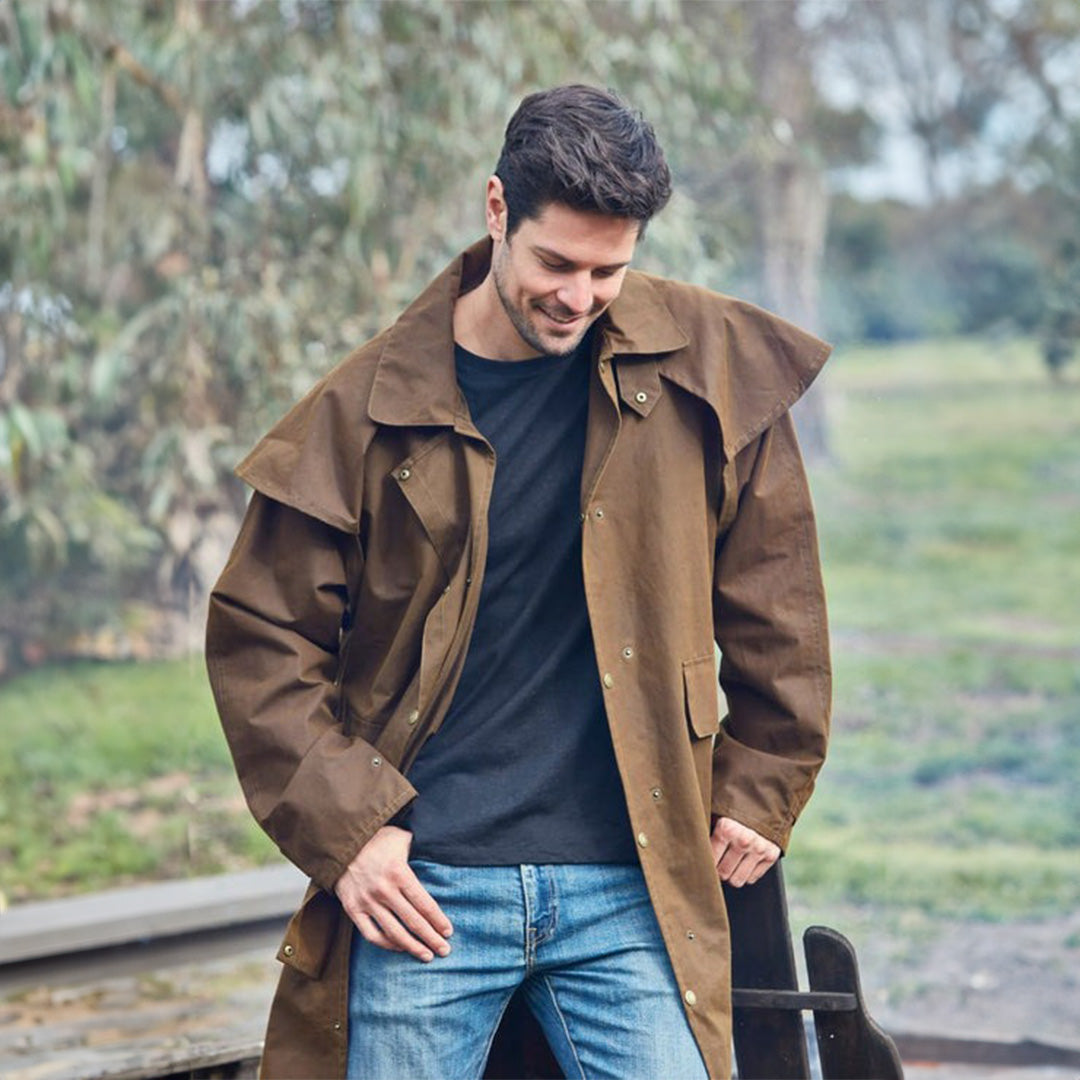 BURKE & WILLS STOCKMAN SHORT OILSKIN COAT