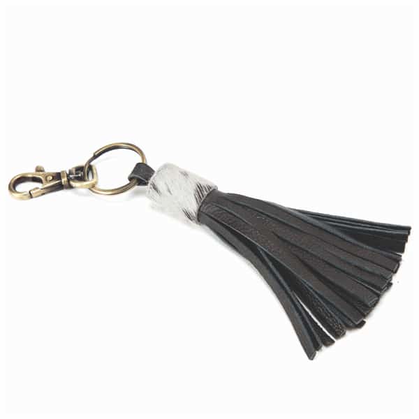 SOLID COWHIDE TASSLE KEY RING