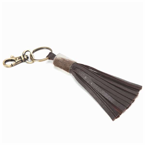 SOLID COWHIDE TASSLE KEY RING