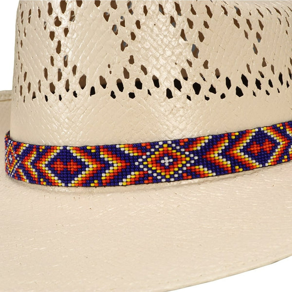 FORT WORTH BLUE AZTEC BEADED 3/4in HAT BAND