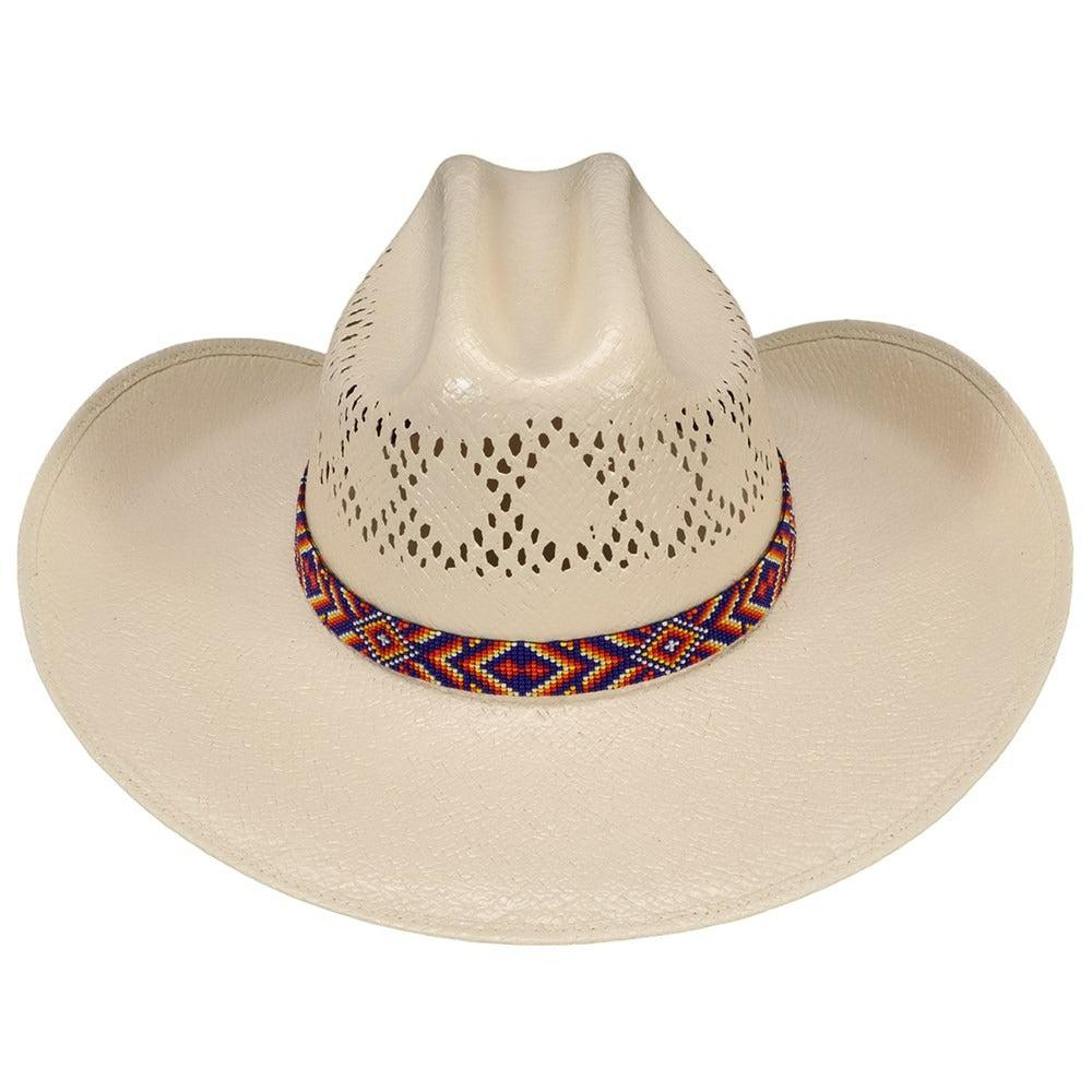 FORT WORTH BLUE AZTEC BEADED 3/4in HAT BAND-Ranges Country