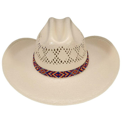 FORT WORTH BLUE AZTEC BEADED 3/4in HAT BAND-Ranges Country