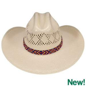 FORT WORTH BLUE AZTEC BEADED 3/4in HAT BAND-Ranges Country