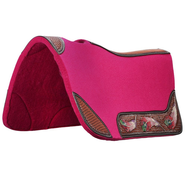 FORT WORTH FEATHER TOOLED FELT SADDLE PAD-Ranges Country