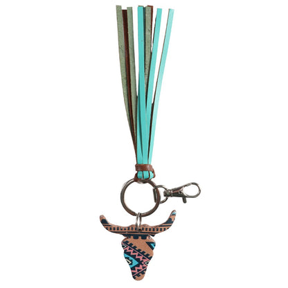 FORT WORTH LONG HORN TASSEL KEY RING